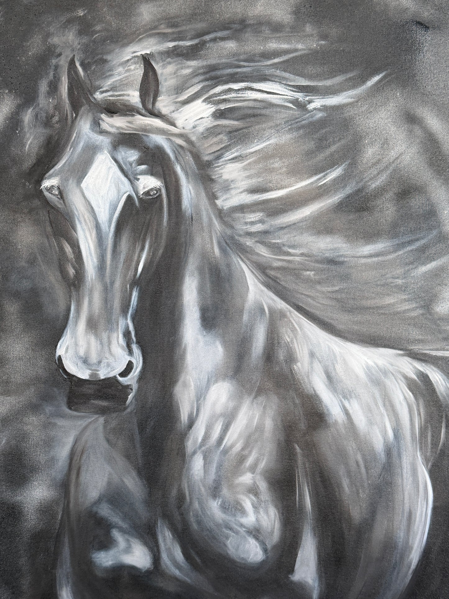 Trot of Confidence. Oversized, abstract, powerful and bold horse painting. Oil on canvas. 2026 Year Of The Horse equine art.
