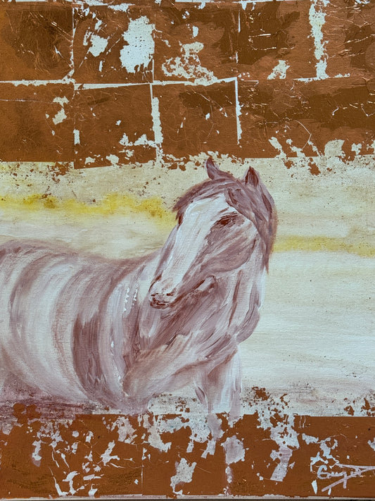 Stable. Mixed media on canvas. 16 x 20 inches.