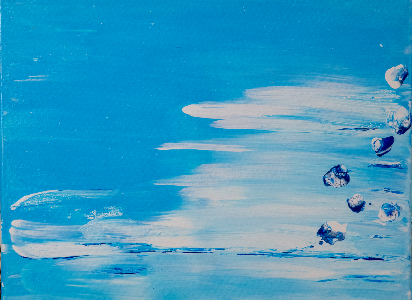 Abstract, minimalist and vibrant painting of drops from wave