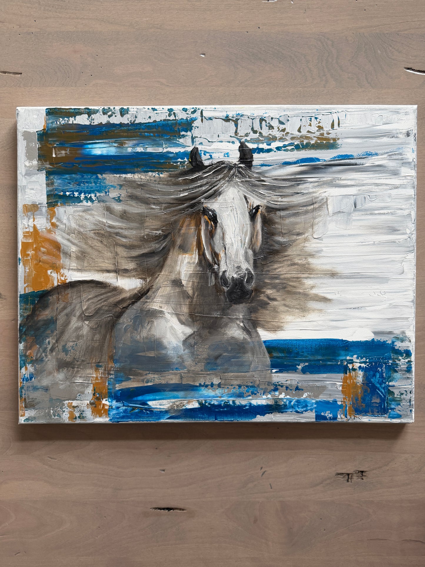 Abstract painting of an angelic and dreamy horse